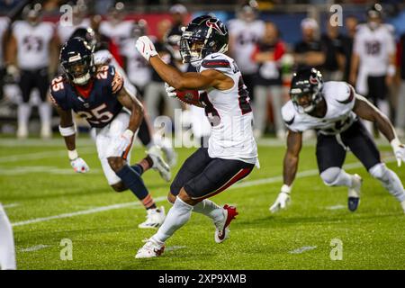 1 agosto 2024: Houston Texans n. 88 Corliss Waitman corre con la palla contro i Chicago Bears durante la Hall of Fame Game a Canton, OHIO. Mike Wulf/CSM Foto Stock
