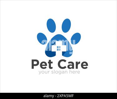 design del logo paw pet care per il logo medico pet Illustrazione Vettoriale