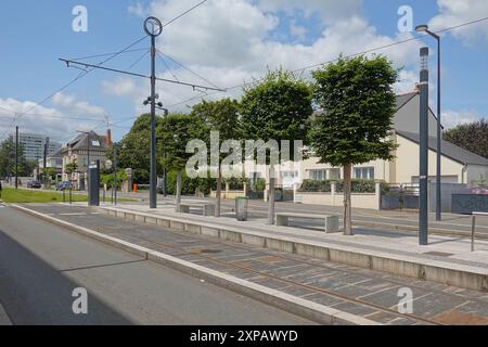 Frankreich, Angers, Straßenbahn Linie A, Urban Design von Richez Associes // France, Angers, Tramway Line A, Urban Design by Richez Associes Foto Stock