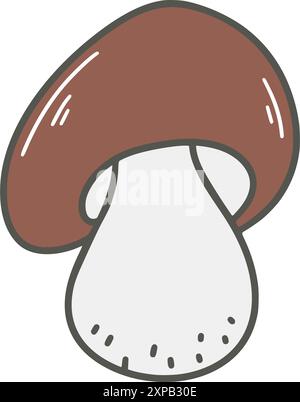 Illustrazione grafica con clip in bolo disegnata a mano. Porcini, funghi bianchi di bosco commestibili, grafica vettoriale Illustrazione Vettoriale