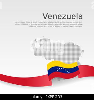 Bandiera del Venezuela, sfondo della mappa a mosaico. Banner patriottico venezuelano di stato, copertina. Modello documento sfondo bianco bandiera venezuela. Poster nazionale Illustrazione Vettoriale