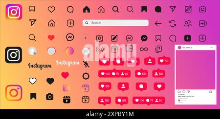 Insieme di icone Instagram. icona dei social media come Illustrazione Vettoriale