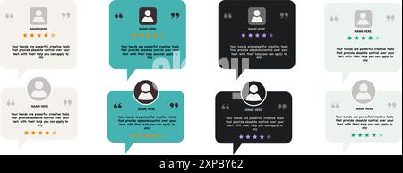Modello di progettazione per testimonianze di apprezzamento del feedback sulla revisione del cliente o del servizio clienti. Illustrazione Vettoriale