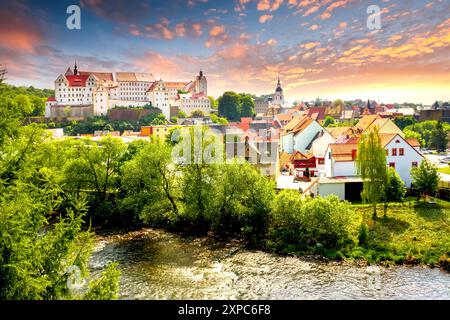 Vista su Colditz, Germania Foto Stock