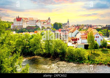 Vista su Colditz, Germania Foto Stock