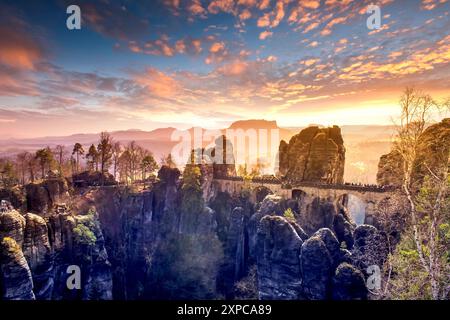 Elbsandstones, Montagne, Dresda, Germania Foto Stock