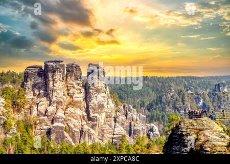 Elbsandstones, Montagne, Dresda, Germania Foto Stock