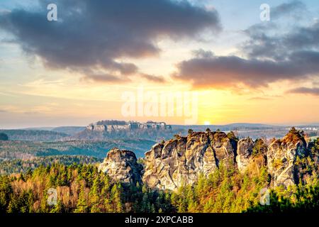 Elbsandstones, Montagne, Dresda, Germania Foto Stock