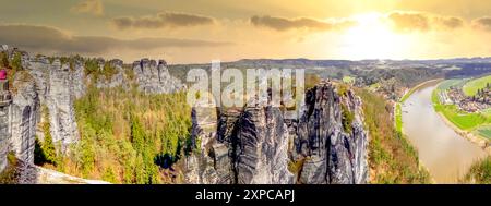 Elbsandstones, Montagne, Dresda, Germania Foto Stock