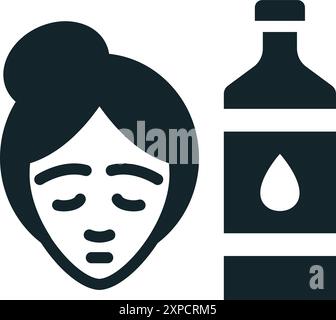 Donna malata che prende sciroppo di tosse per il trattamento dell'influenza Illustrazione Vettoriale