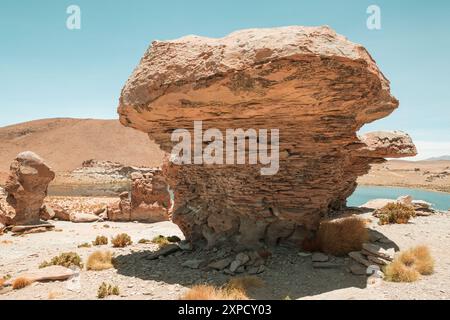 Formazioni rocciose insolite a Uyuni, Bolivia. Hoodoo geologico nella Valle de Rocas. Foto Stock