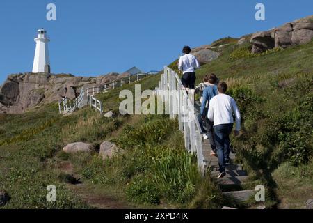 I germogli del Capo Faro e scale, Capo Faro lancia sito storico nazionale, Terranova, Canada Foto Stock