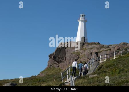 I germogli del Capo Faro e scale, Capo Faro lancia sito storico nazionale, Terranova, Canada Foto Stock