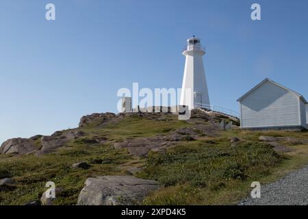 I germogli del Capo Faro e scale, Capo Faro lancia sito storico nazionale, Terranova, Canada Foto Stock