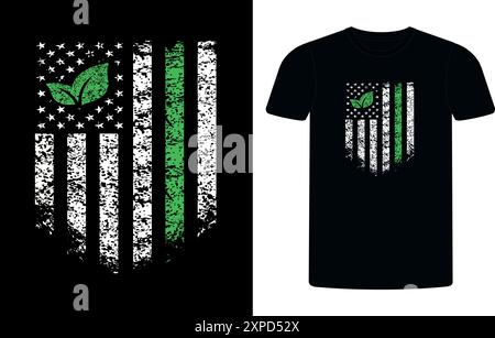 Design della t-shirt Vegan USA Distressed flag, design della camicia celebrativo del World Vegan Day, design della camicia tipografica Vegan Concept. Illustrazione Vettoriale