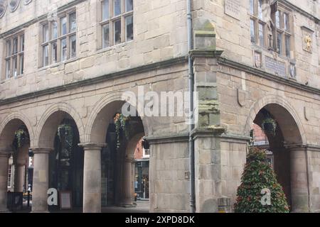 Old Market Hall a Shrewsbury, Shropshire, Inghilterra, Regno Unito Foto Stock