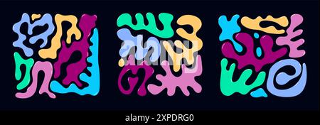 Forma liquida astratta, funky, retrò, organica Illustrazione Vettoriale