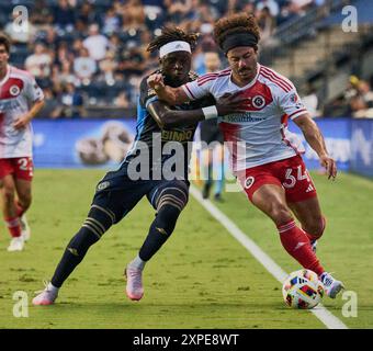 CHESTER, PA, USA - 17 LUGLIO 2024: Incontro MLS tra Philadelphia Union e New England Revolution a Subaru Park. ***SOLO PER USO EDITORIALE*** Foto Stock