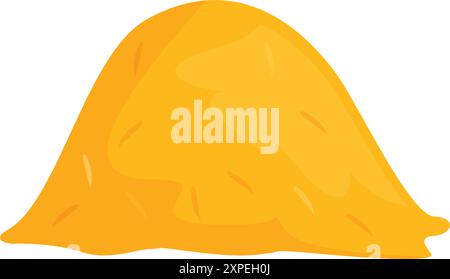 Mucchio di fieno secco che forma una piccola montagna per l'alimentazione degli animali da fattoria Illustrazione Vettoriale