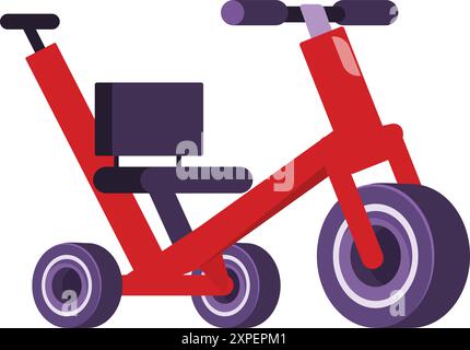 Triciclo rosso con un manico extra per i genitori che aiutano i loro figli a imparare a guidare Illustrazione Vettoriale