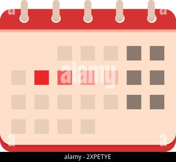 Il calendario è aperto e mostra le date importanti evidenziate in rosso Illustrazione Vettoriale