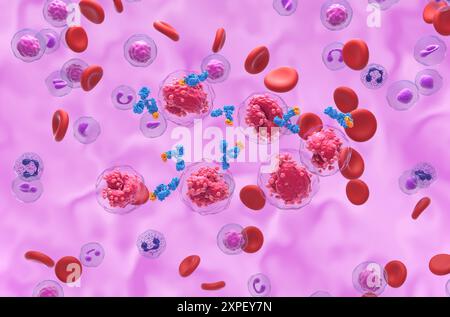 Terapia con anticorpi monoclonali nella leucemia linfocitica acuta (TUTTE) - Vista isometrica illustrazione 3d. Foto Stock