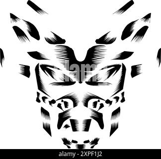 Maschere tribali storiche Aztec e indiane africane. Perfetto per loghi, adesivi e altro ancora Illustrazione Vettoriale