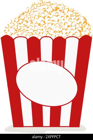 Illustrazione di deliziosi popcorn. Perfetto per icone a tema gastronomico, loghi, elementi fotografici, poster, banner, adesivi Illustrazione Vettoriale