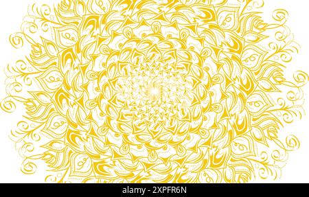 Illustrazione decorativa con motivo mandala giallo. Perfetto per poster di sfondo, banner, pubblicità, siti Web, copertine di libri Illustrazione Vettoriale
