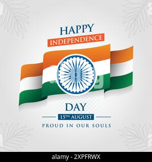 India Happy Independence Day - 15th August Celebration Post Template - Social Media Post White background - illustrazione vettoriale Illustrazione Vettoriale