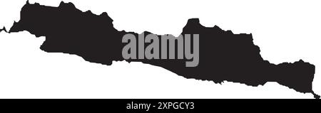 Icona della mappa dell'isola di Giava, una delle isole più popolose dell'Indonesia, illustrazione del design degli elementi Illustrazione Vettoriale