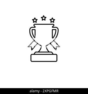 Icona vettoriale a linea sottile Champions Cup. Pittogramma della linea del trofeo vincitore in bianco e nero. Per siti Web e applicazioni. Illustrazione Vettoriale