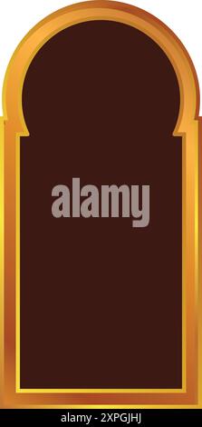 Arco dorato con uno spazio vuoto, ideale per mostrare disegni e messaggi a tema islamico Illustrazione Vettoriale