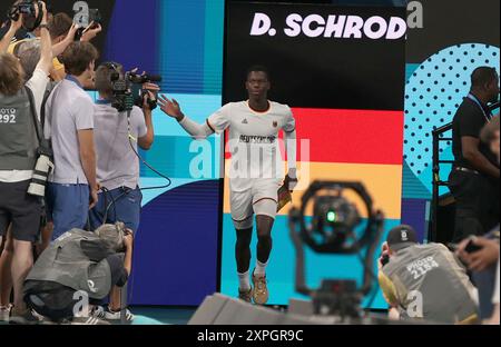 Parigi, Frankreich. 5 agosto 2024. Firo : 06.08.2024, Olympia 2024 Parigi, Olimpiadi estive a Parigi 2024, i Giochi Olimpici di Parigi 2024, 33 ° Giochi Olimpici, Basket uomini quarti di finale Grecia - Germania Dennis Schroder Germania crediti: dpa/Alamy Live News Foto Stock