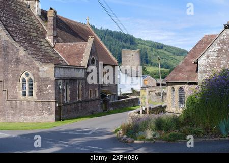 Villaggio di Tretower nel Parco Nazionale di Bannau Brycheiniog, Galles Foto Stock