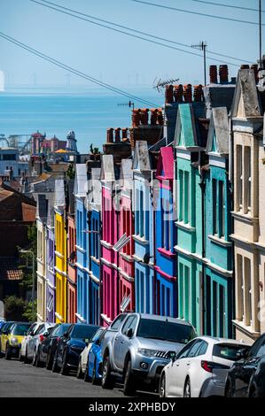 Case colorate in Blaker Street Brighton Sussex , Inghilterra , Regno Unito Foto Stock