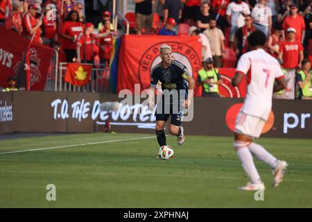 Toronto, Ontario, Canada, 13 luglio 2024, partita di calcio della Major League tra il Toronto FC e il Philadelphia Union al BMO Stadium. Il match finì con Tor Foto Stock