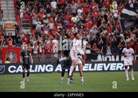 Toronto, Ontario, Canada, 13 luglio 2024, partita di calcio della Major League tra il Toronto FC e il Philadelphia Union al BMO Stadium. Il match finì con Tor Foto Stock