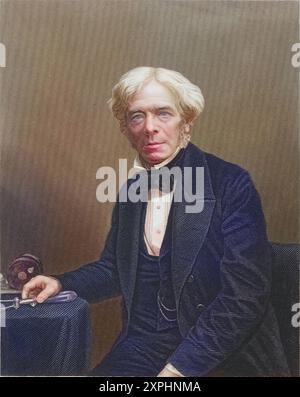 Michael Faraday 1791-1867 englischer Chemiker und Physiker. 1813 wurde er Laborassistent von Humphry Davy an der Royal Institution a Londra. 1833 ur Foto Stock