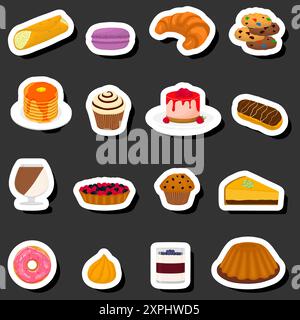 Illustrazione sul tema Fresh Sweet Tasty Collection composta da vari ingredienti, collezione di diversi cibi commestibili, collezione di design questo fresco Illustrazione Vettoriale