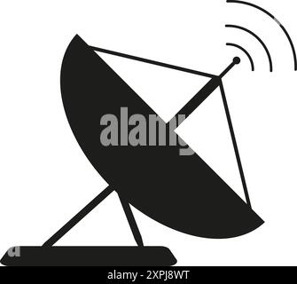 Simbolo dell'antenna parabolica satellitare, icona del Web e del computer Illustrazione Vettoriale