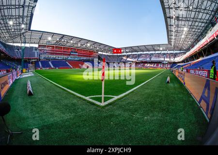 Salisburgo, Austria. 6 agosto 2024. SALISBURGO, AUSTRIA - 6 AGOSTO: Veduta generale dello stadio durante la terza partita di qualificazione della UEFA Champions League del 1° turno di qualificazione tra Red Bull Salzburg e FC Twente allo Stadion Salzburg il 6 agosto 2024 a Salisburgo, Austria. (Foto di Raymond Smit/Orange Pictures) credito: Orange Pics BV/Alamy Live News Foto Stock