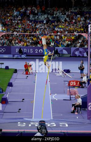 DUPLANTIS Armand di Svezia, Athletics Men's Pole Vault Final durante i Giochi Olimpici di Parigi 2024 il 5 agosto 2024 presso le Bourget Sport Climbing Venue a le Bourget, Francia - foto Gregory Lenormand/DPPI Media/Panoramic Credit: DPPI Media/Alamy Live News Foto Stock