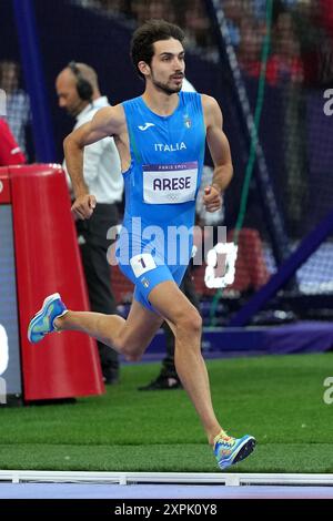 Saint Denis, Francia. 6 agosto 2024. Pietro Arese, d'Italia, durante la finale maschile dei 1500 metri ai Giochi olimpici di Saint-Denis 2024 martedì 6 agosto 2024. ( Crediti: LaPresse/Alamy Live News Foto Stock