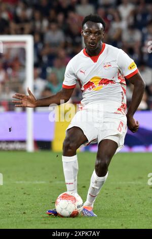 Salisburgo, Austria. 6 agosto 2024. SALISBURGO, AUSTRIA - 6 AGOSTO: Samson Baidoo di Salisburgo durante la partita di qualificazione della UEFA Champions League tra il Salzburg e il Twente allo Stadion Salzburg il 6 agosto 2024 a Salisburgo, Austria.240806 SEPA 24 036 - 20240806 PD24597 credito: APA-PictureDesk/Alamy Live News Foto Stock