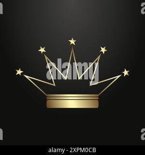 Pulsanti circolari del grafico Luxury Crown, banner premium, pulsanti su sfondo scuro, set di pulsanti dorati in oro, illustrazione vettoriale Illustrazione Vettoriale