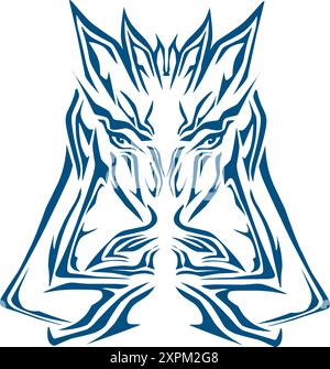 Illustrazione tribale con carattere. Perfetto per adesivi, logo, icone, elementi per poster, banner, vestiti, cappelli. Illustrazione Vettoriale