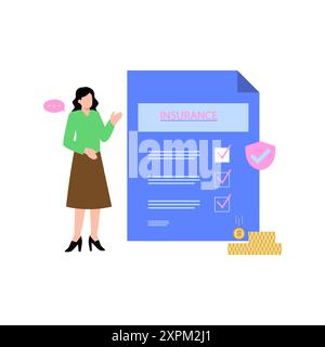 Ragazza che mostra un documento assicurativo. Foto Stock
