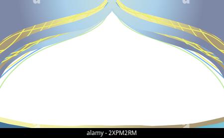 Sfondo a tema festività Ramadan e musulmana con una cupola moschea in sfumature blu e oro Illustrazione Vettoriale