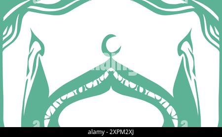 Tema di sfondo delle festività del Ramadan e musulmane in colore verde menta, con un'immagine di una cupola della moschea. Illustrazione Vettoriale